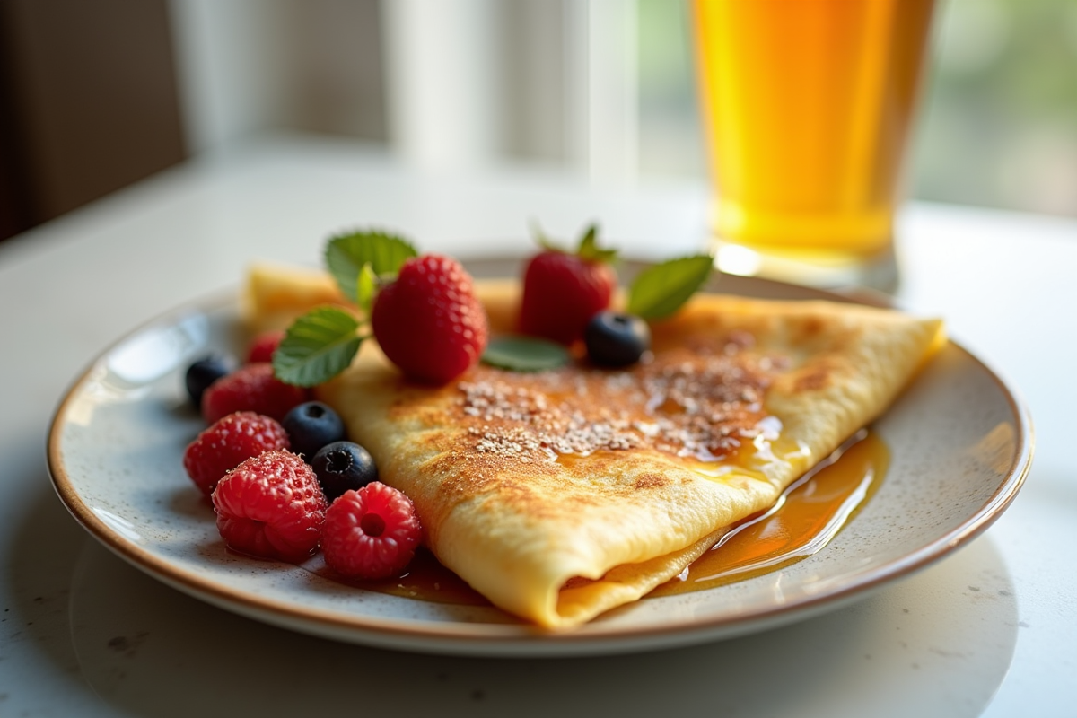 Crepe pliée avec sirop d