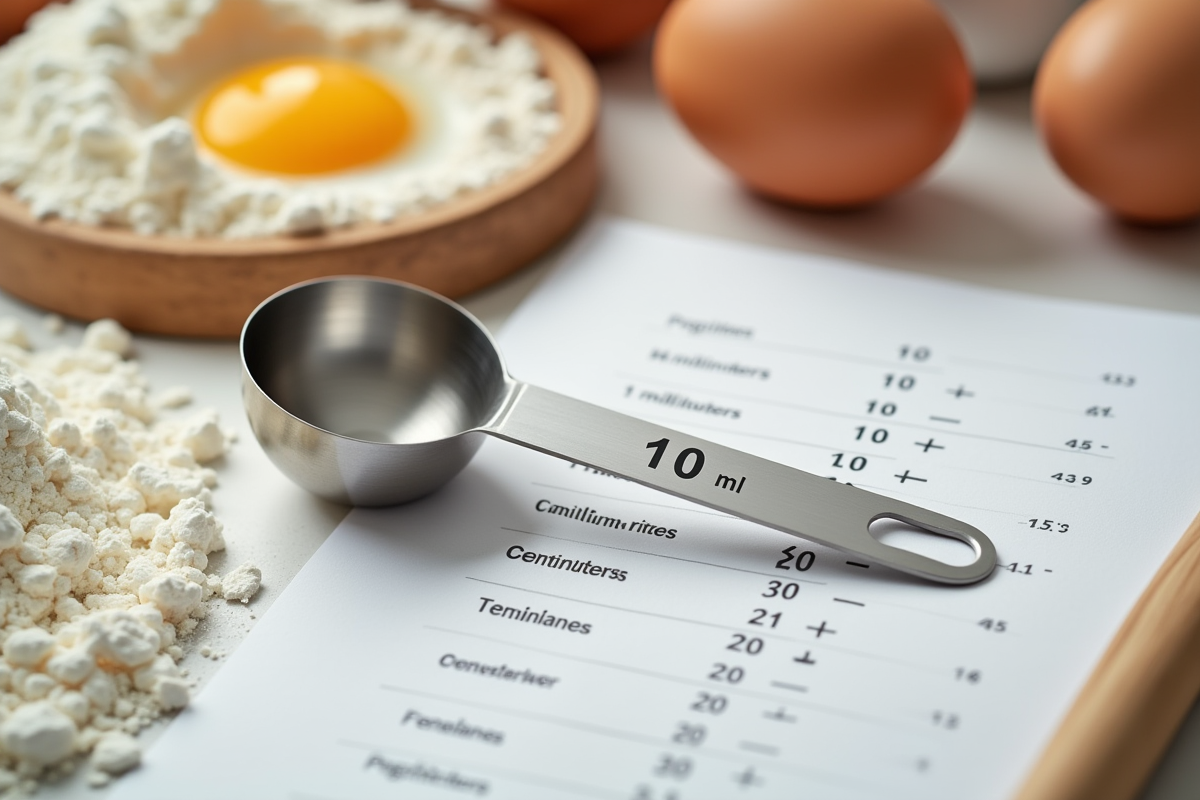 Cuillère en acier de 10 ml avec ingrédients de pâtisserie