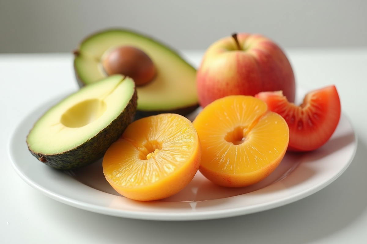 Fruits tranches sur une assiette blanche