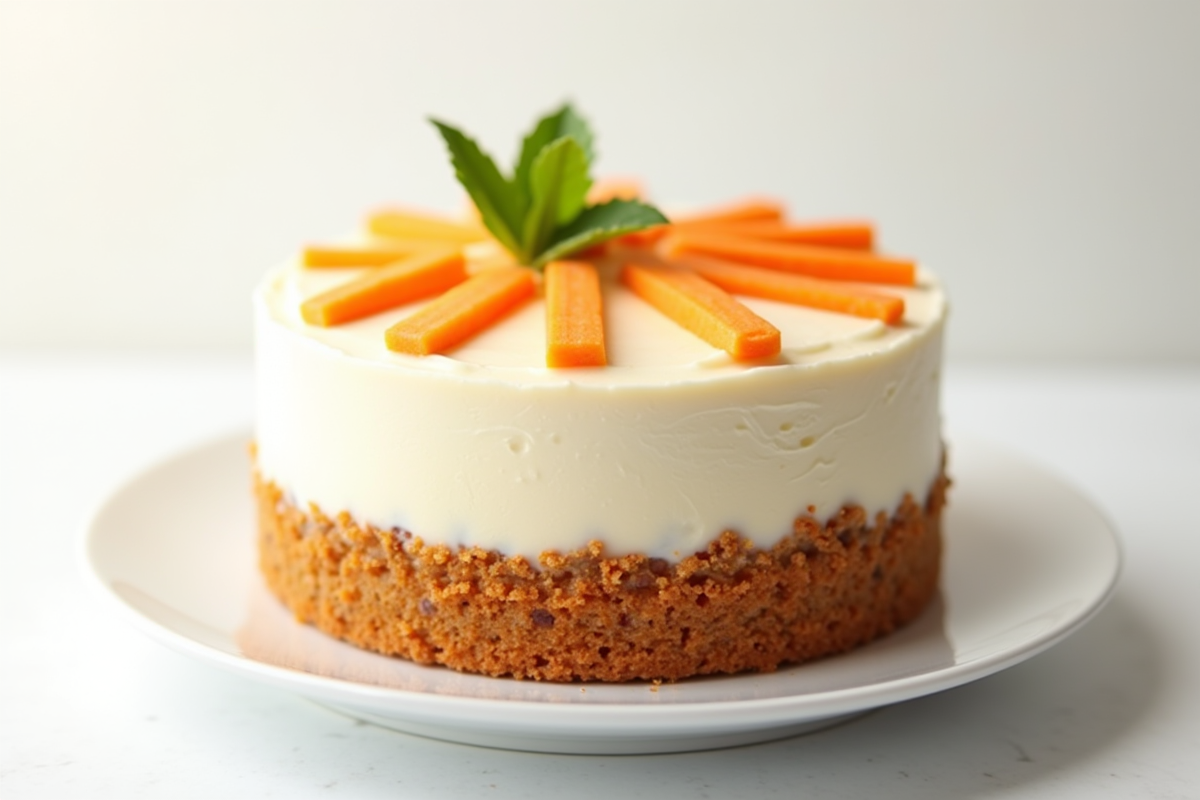 Gâteau à la carotte entier avec glaçage crémeux et décoration