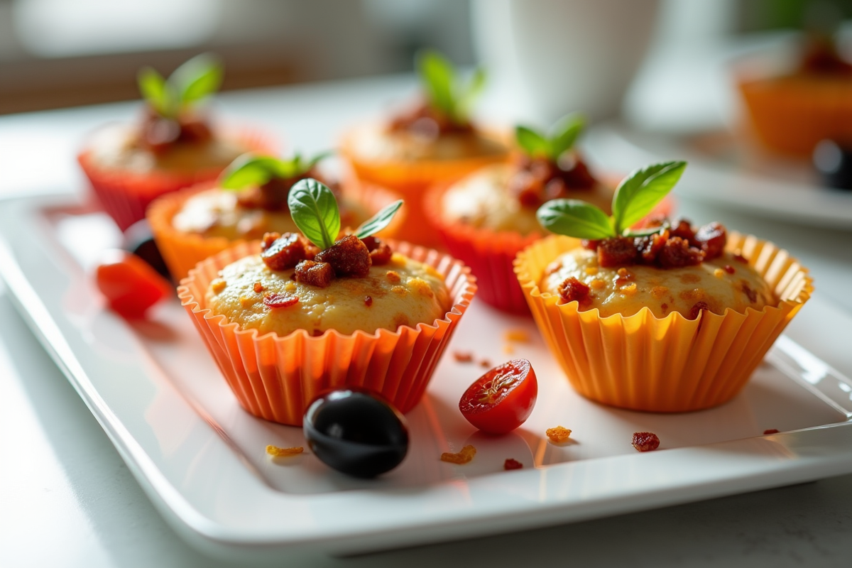 Portions individuelles de gâteau au chorizo et chèvre dans moules en silicone