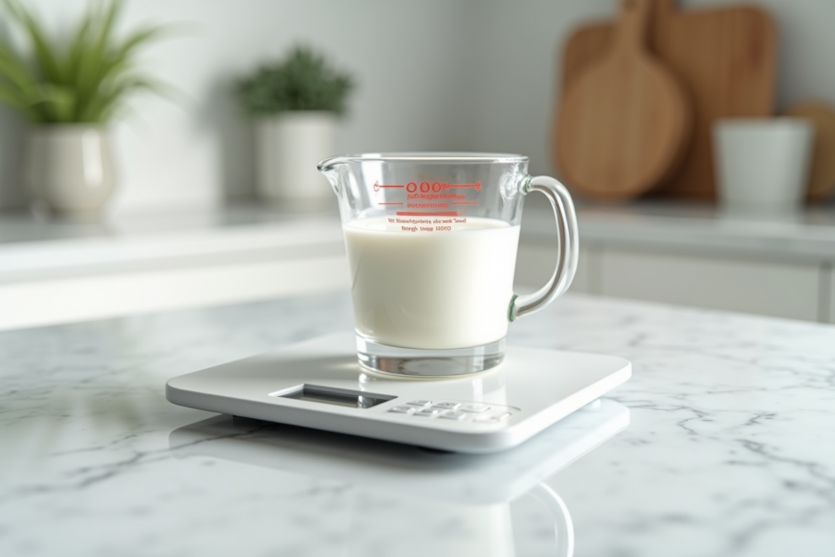 Verre mesureur de lait de 200 ml avec balance de cuisine