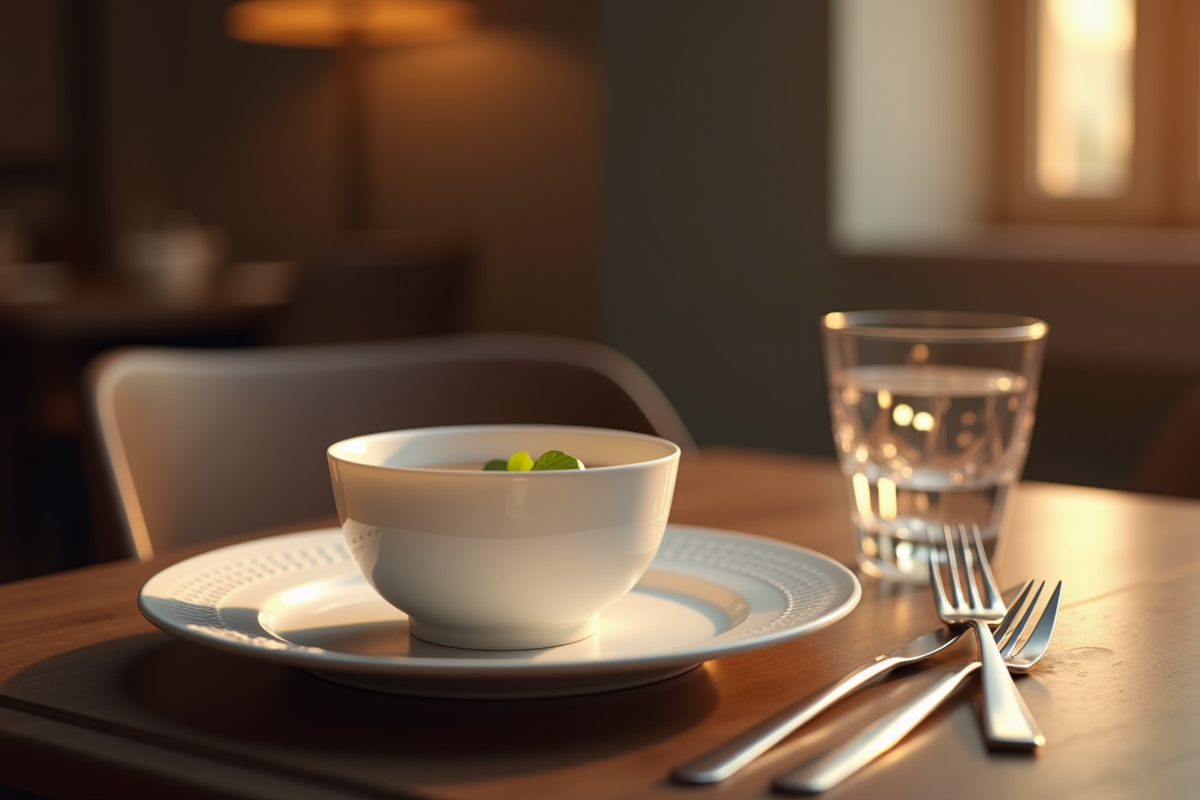 Verre de yogourt sur une table élégante après un repas